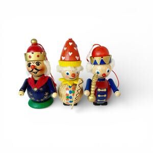 Vintage Steinbach Ornament Set of 3 King Nutcracker King Clown Made in Germany